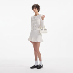 Buttoned Knit Mini Dress - Cream