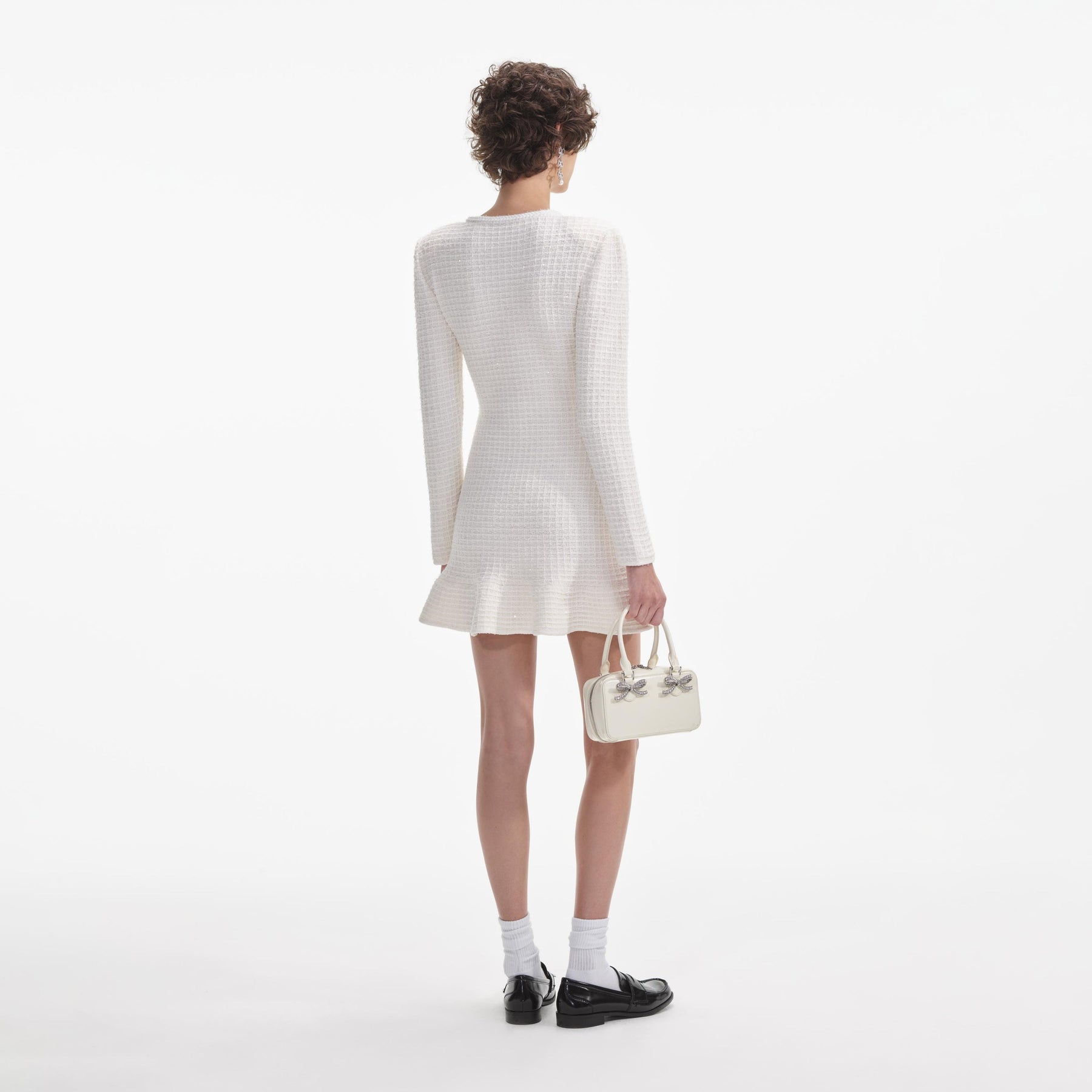 Buttoned Knit Mini Dress - Cream