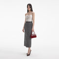 Herringbone Midi Skirt - Black
