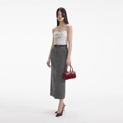 Herringbone Midi Skirt - Black