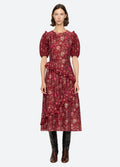 Famke Print Puff Slv Dress - Magenta