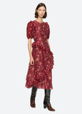 Famke Print Puff Slv Dress - Magenta