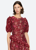 Famke Print Puff Slv Dress - Magenta