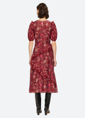 Famke Print Puff Slv Dress - Magenta