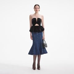 Velvet Bandeau Top - Black