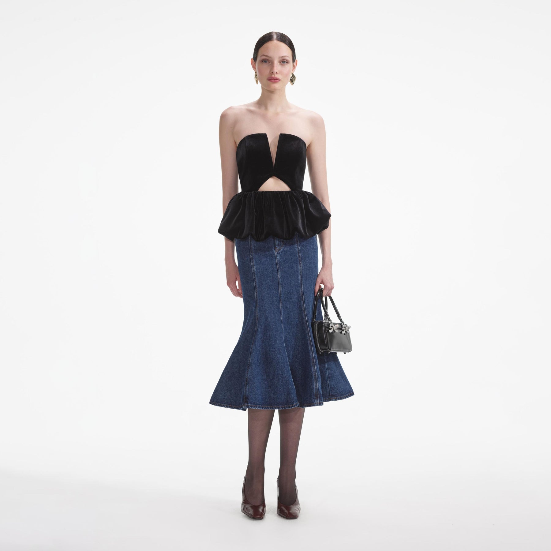 Velvet Bandeau Top - Black
