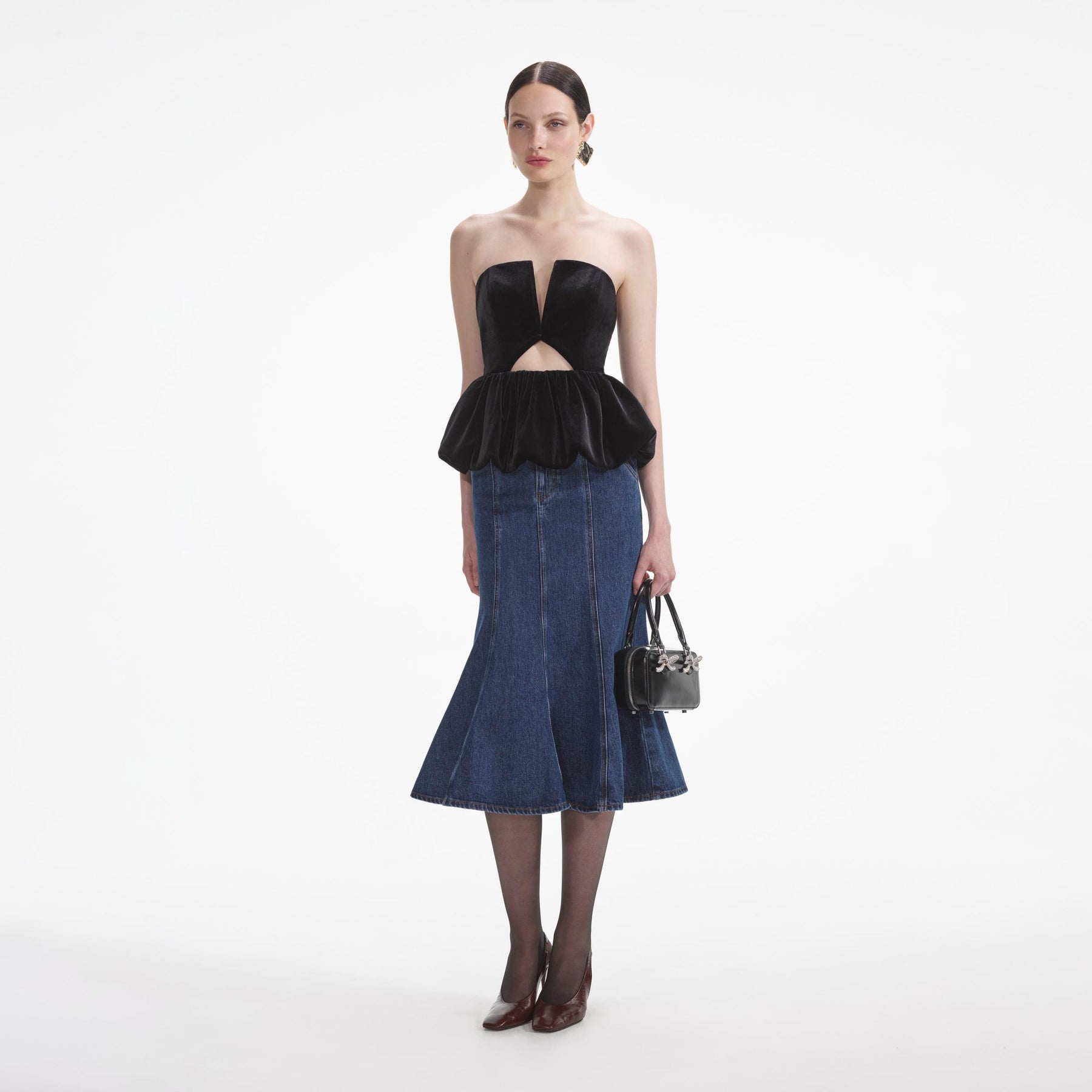 Velvet Bandeau Top - Black