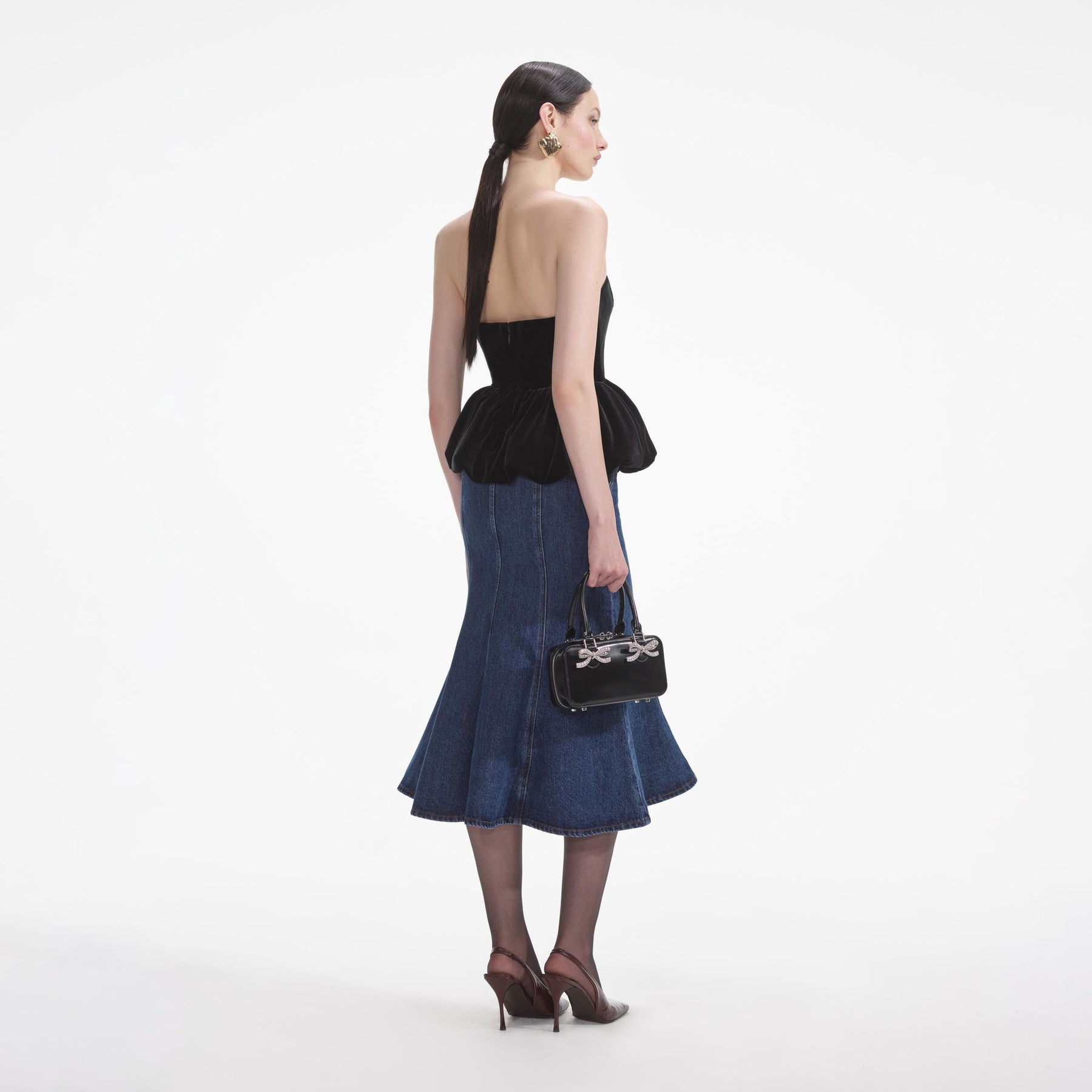 Velvet Bandeau Top - Black