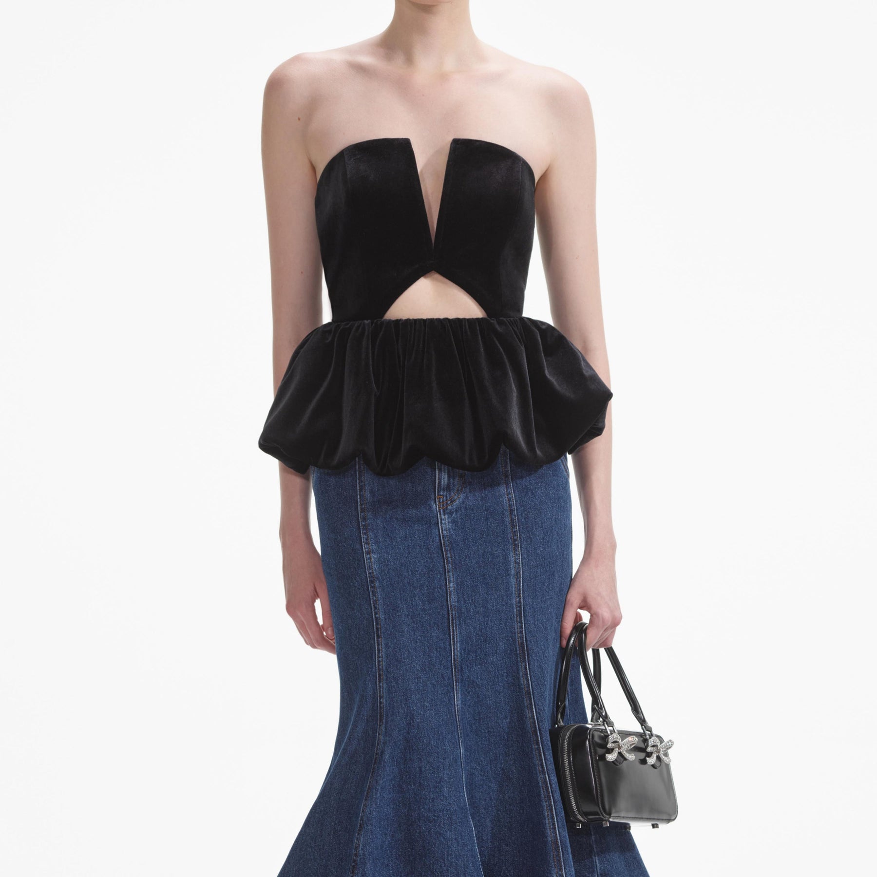 Velvet Bandeau Top - Black
