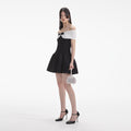 Knit Bow Mini Dress - Black