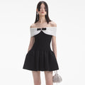 Knit Bow Mini Dress - Black
