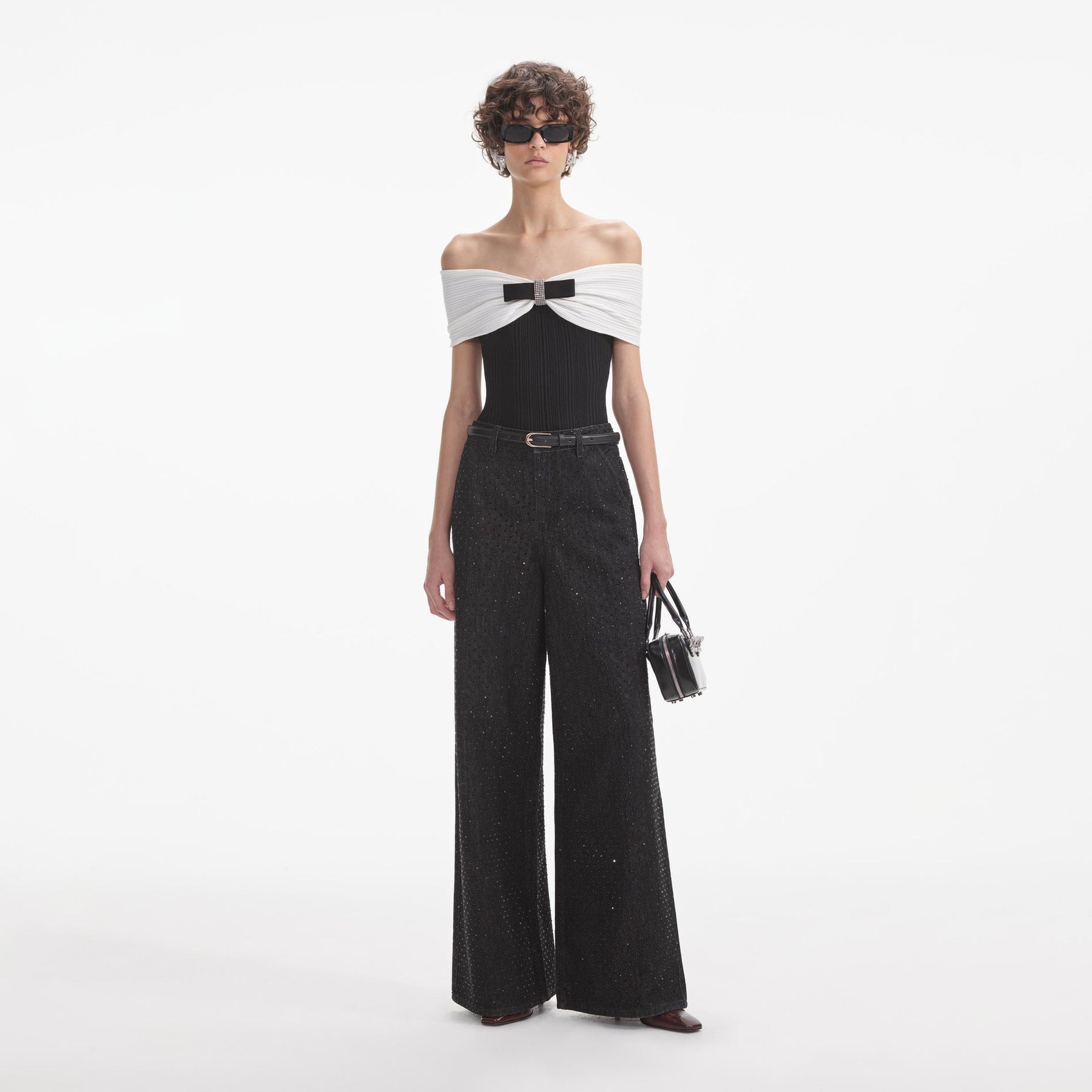 Rhinestone Jeans - Svart