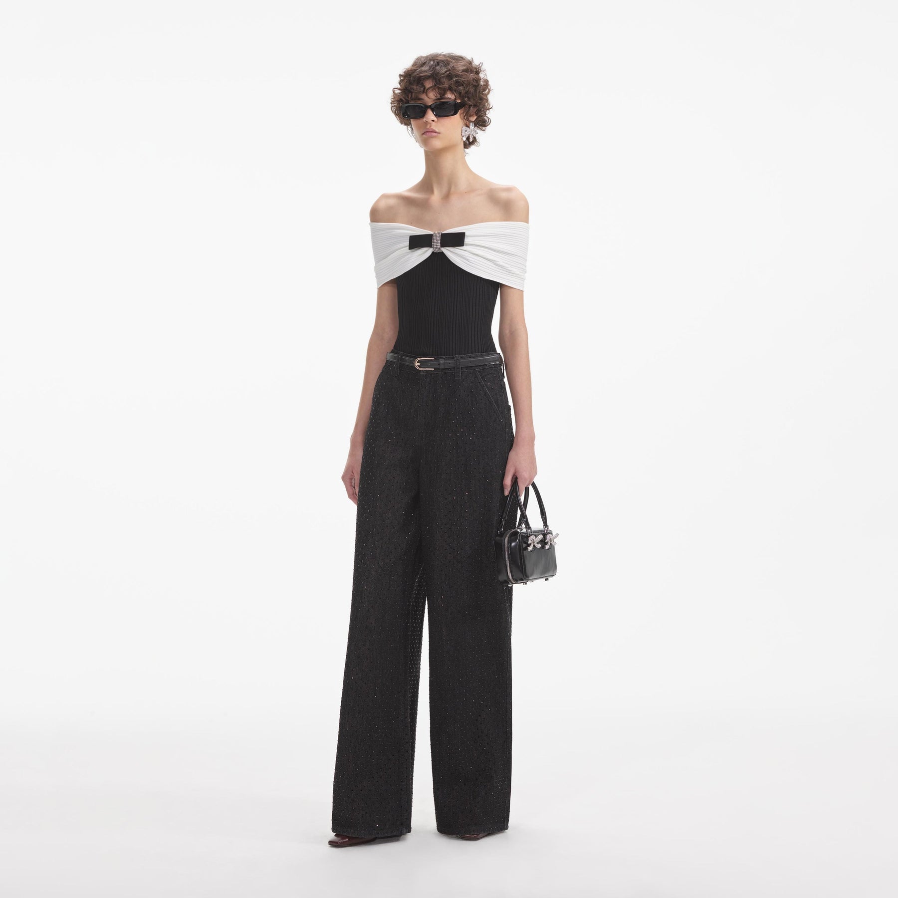 Rhinestone Jeans - Svart