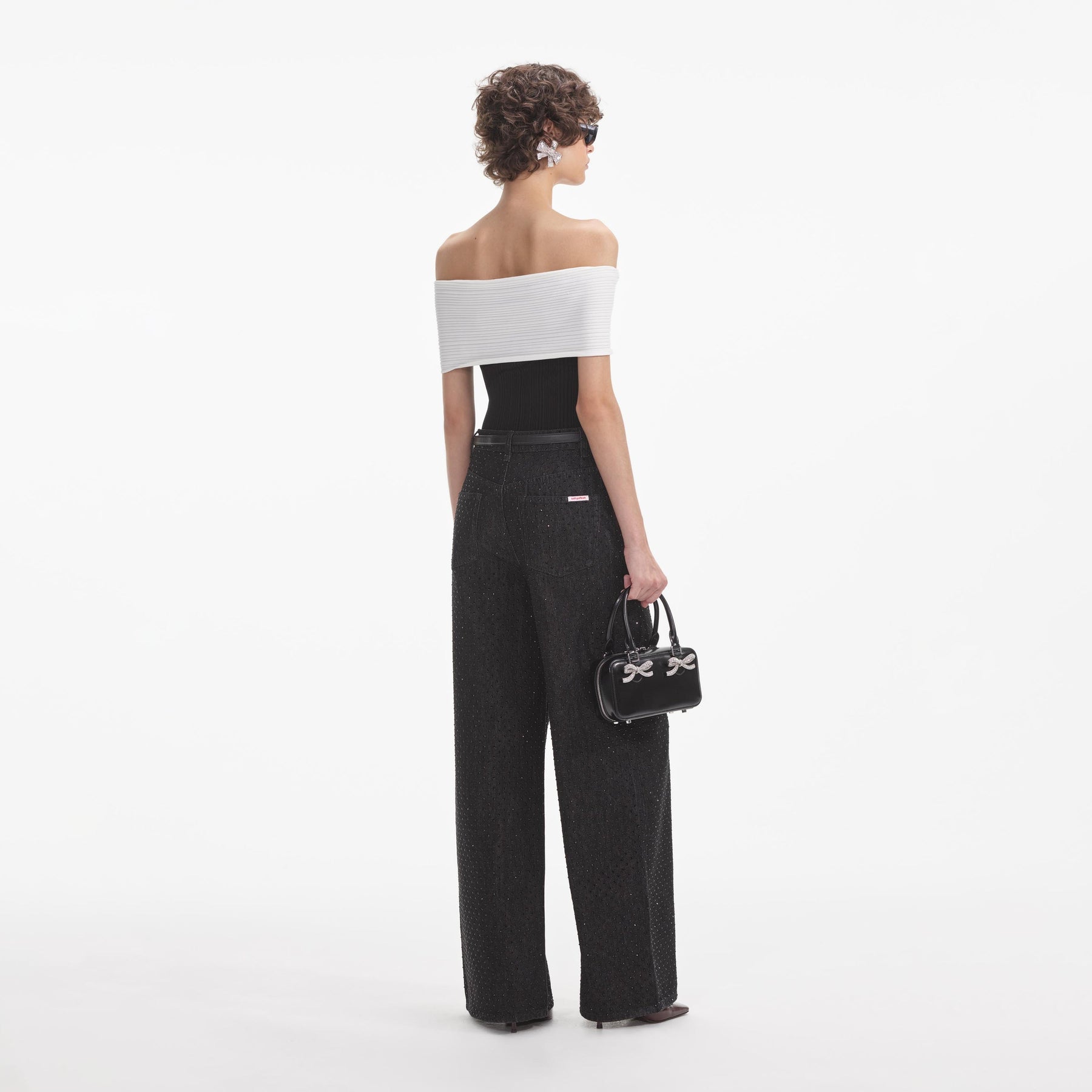 Rhinestone Jeans - Svart