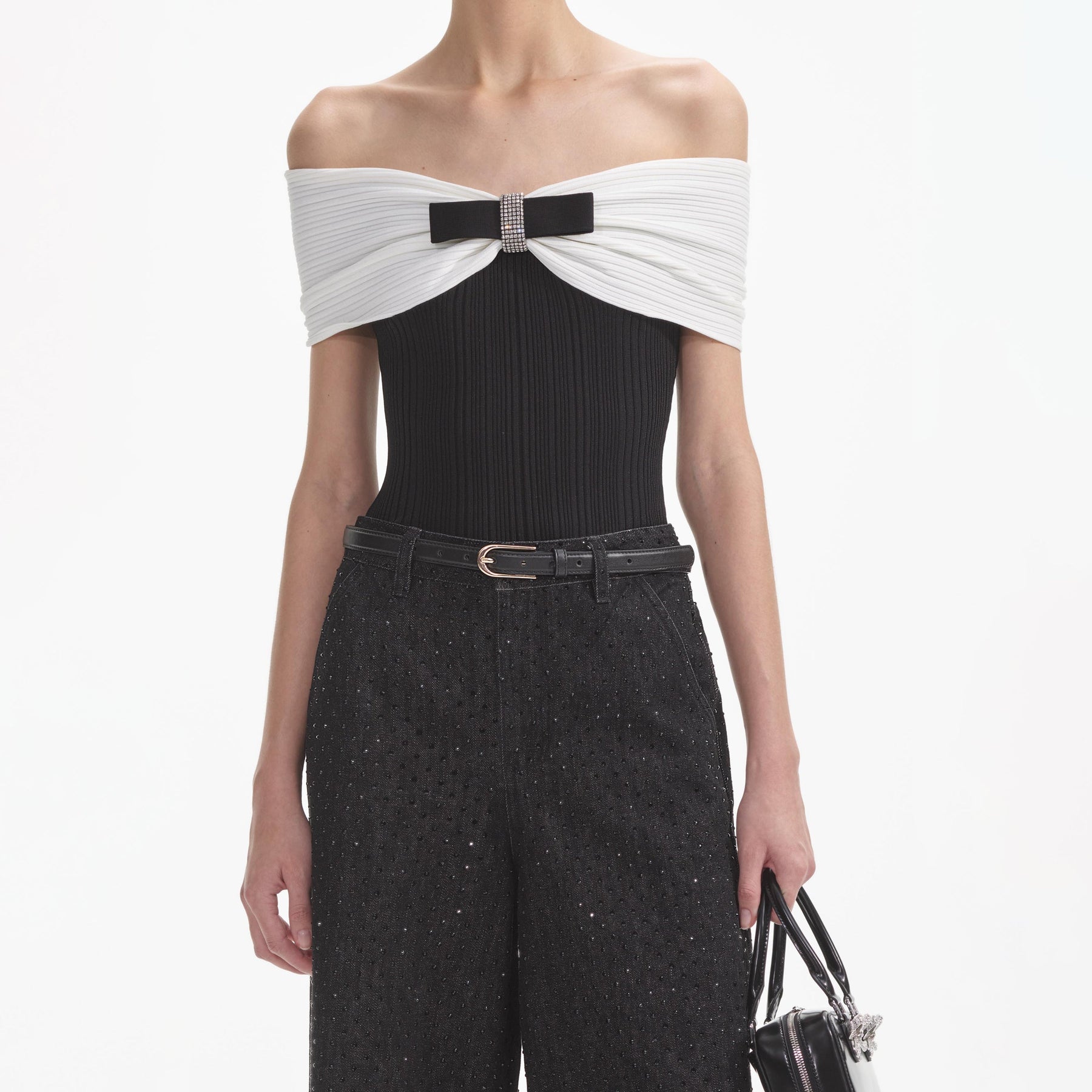 Rhinestone Jeans - Svart