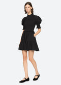 Regina Seersucker Puff Slv Smocked Dress - Svart