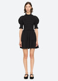 Regina Seersucker Puff Slv Smocked Dress - Svart