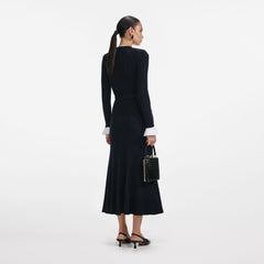 Viscose Knit Midi Dress - Navy