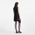 Taffeta Embellished Trim Mini Dress - Black