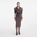 Cotton Belted Midi Dress - Brown