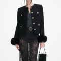 Boucle Fur Cuff Jacket - Svart