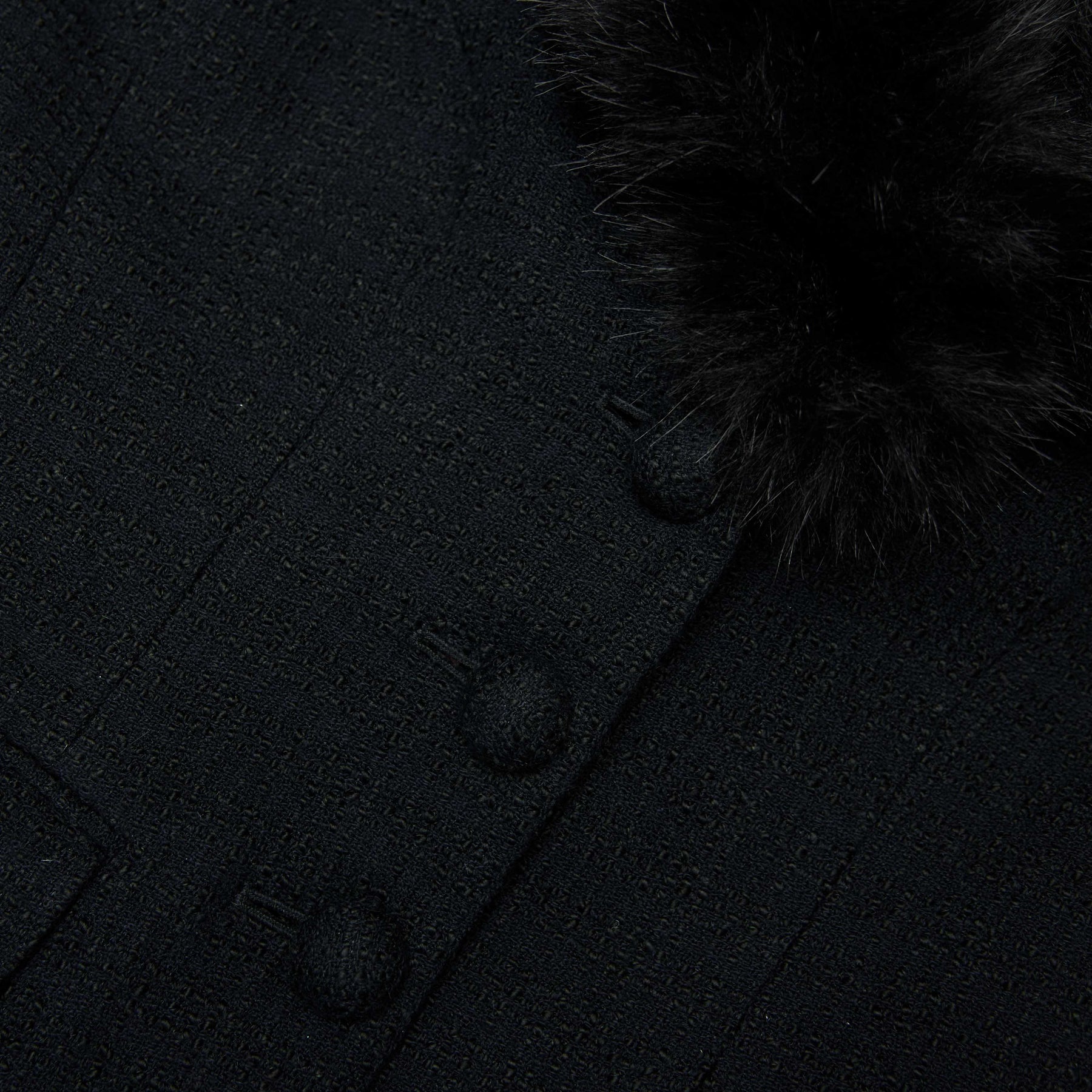 Tailored Bouclé Fur Jacket - Svart