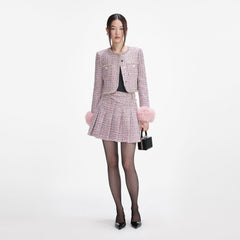 Boucle Fur Cuff Jacket - Pink