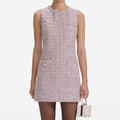 Ärmlös Bouclé-miniklänning - Rosa