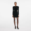 Velvet Embellished Mini Dress - Svart