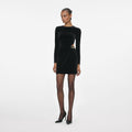 Velvet Embellished Mini Dress - Svart