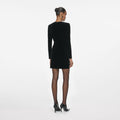 Velvet Embellished Mini Dress - Svart