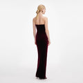 Velvet Bandeau Maxiklänning - Burgundy