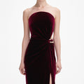 Velvet Bandeau Maxiklänning - Burgundy