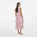 Metallic Tiered Midi Dress - Pink