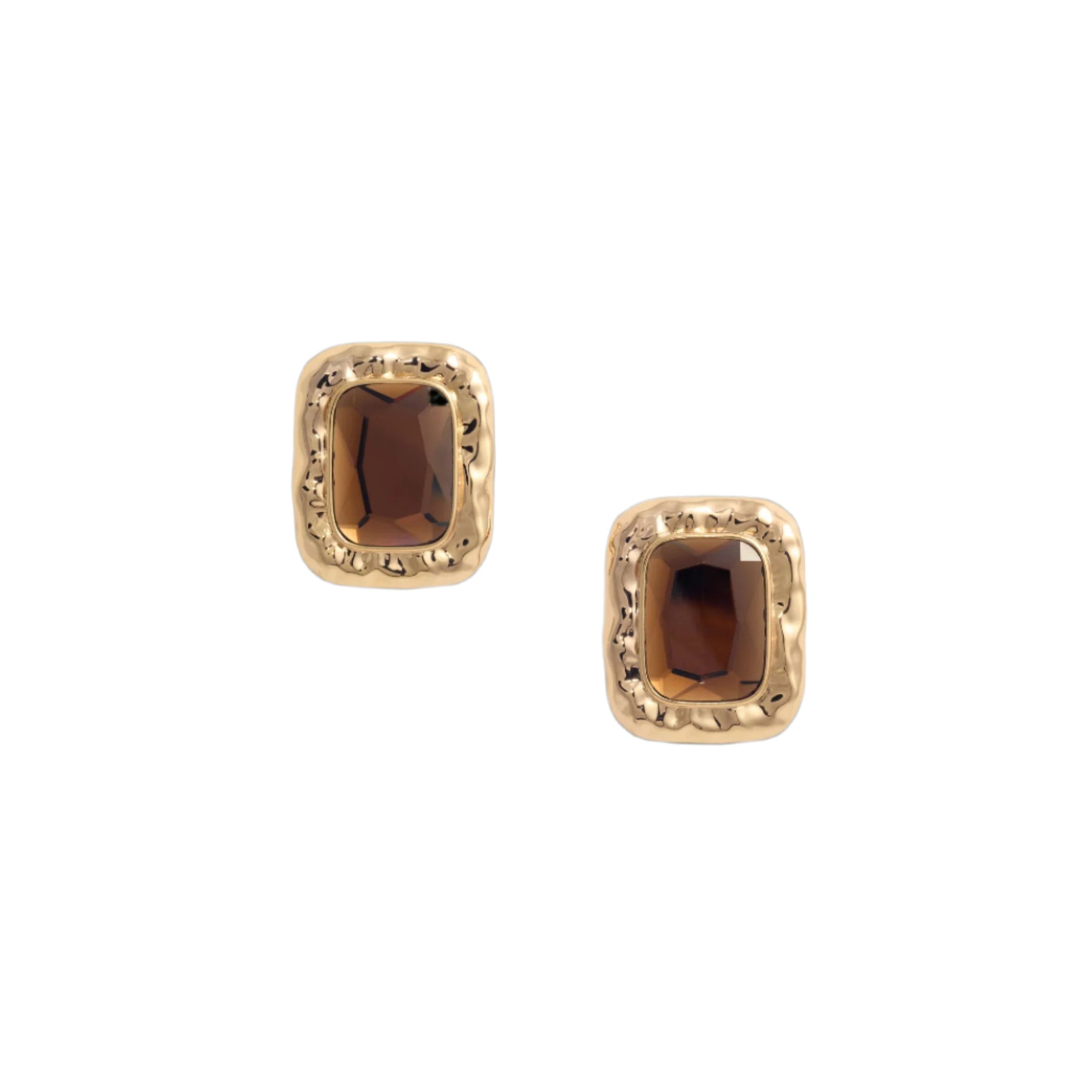 Mottled Gold Amber Earrings - Guld