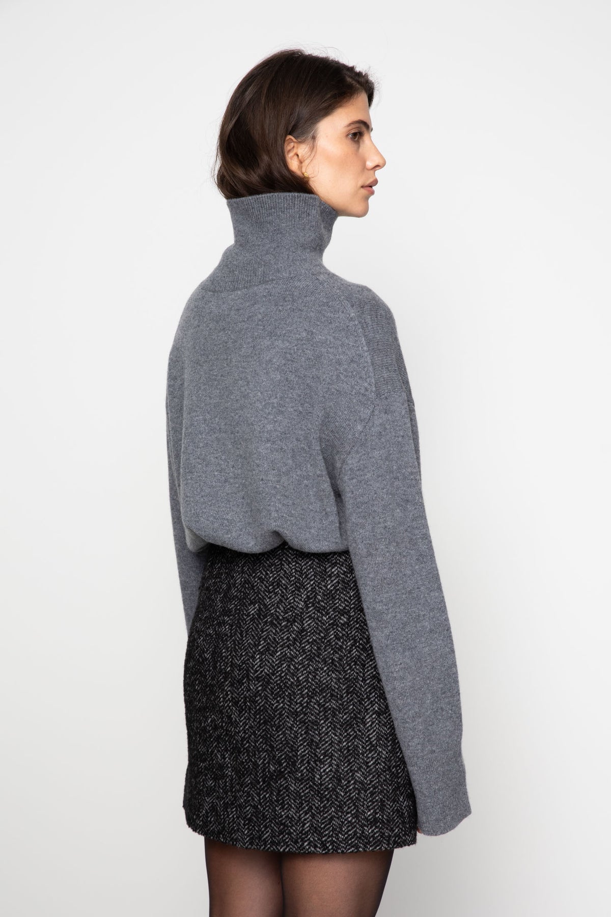 Alexandra Skirt - Black Herringbone