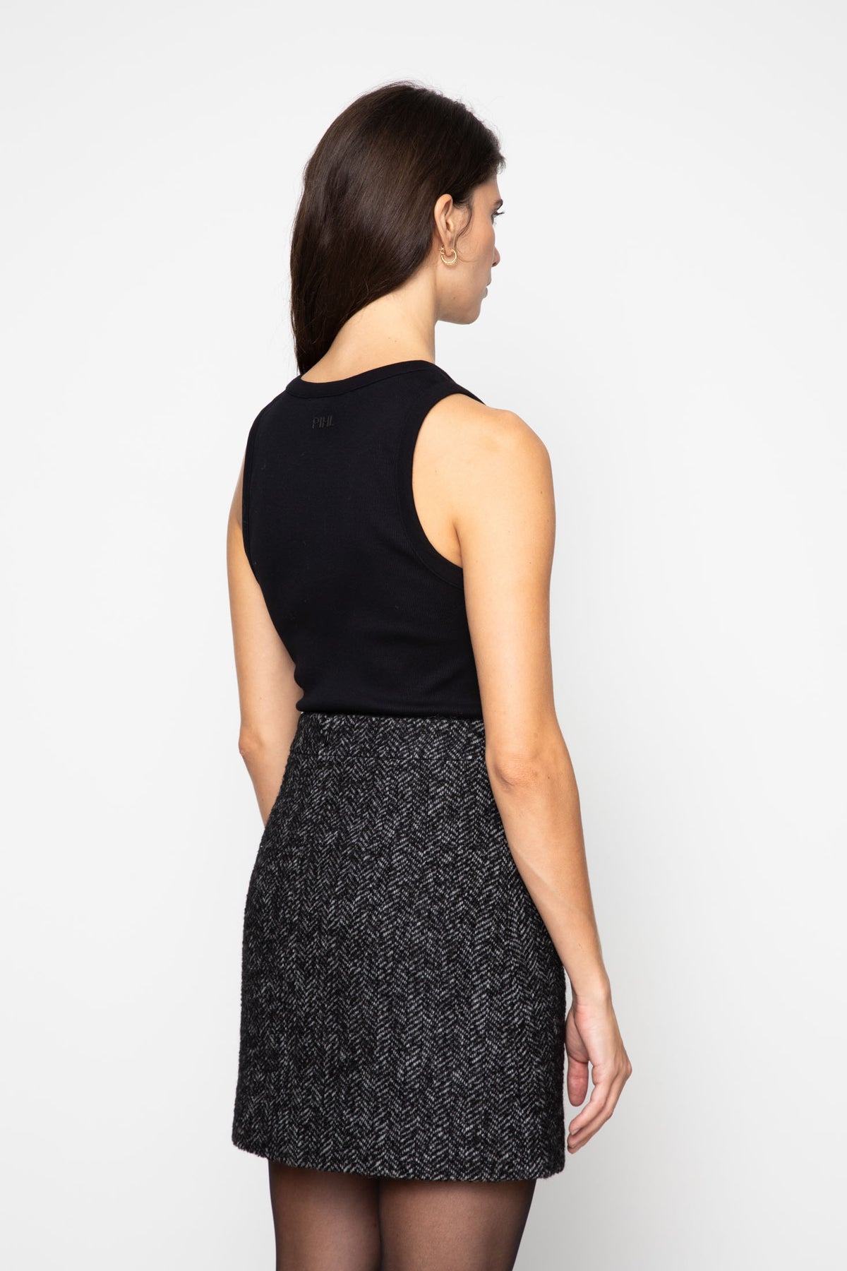 Alexandra Skirt - Black Herringbone