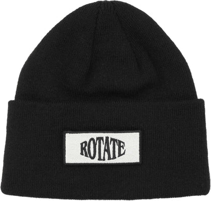 Knitted Beanie W. Patch - Black