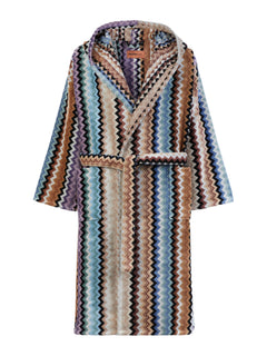 Adam Hooded Bathrobe - Black Multicolor