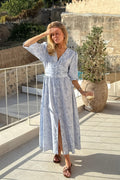 Adelic Long Dress - Soft Blue Blossom