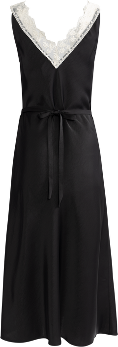 Lilou Satin Midi Dress - Black