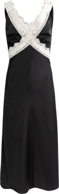 Lilou Satin Midi Dress - Black