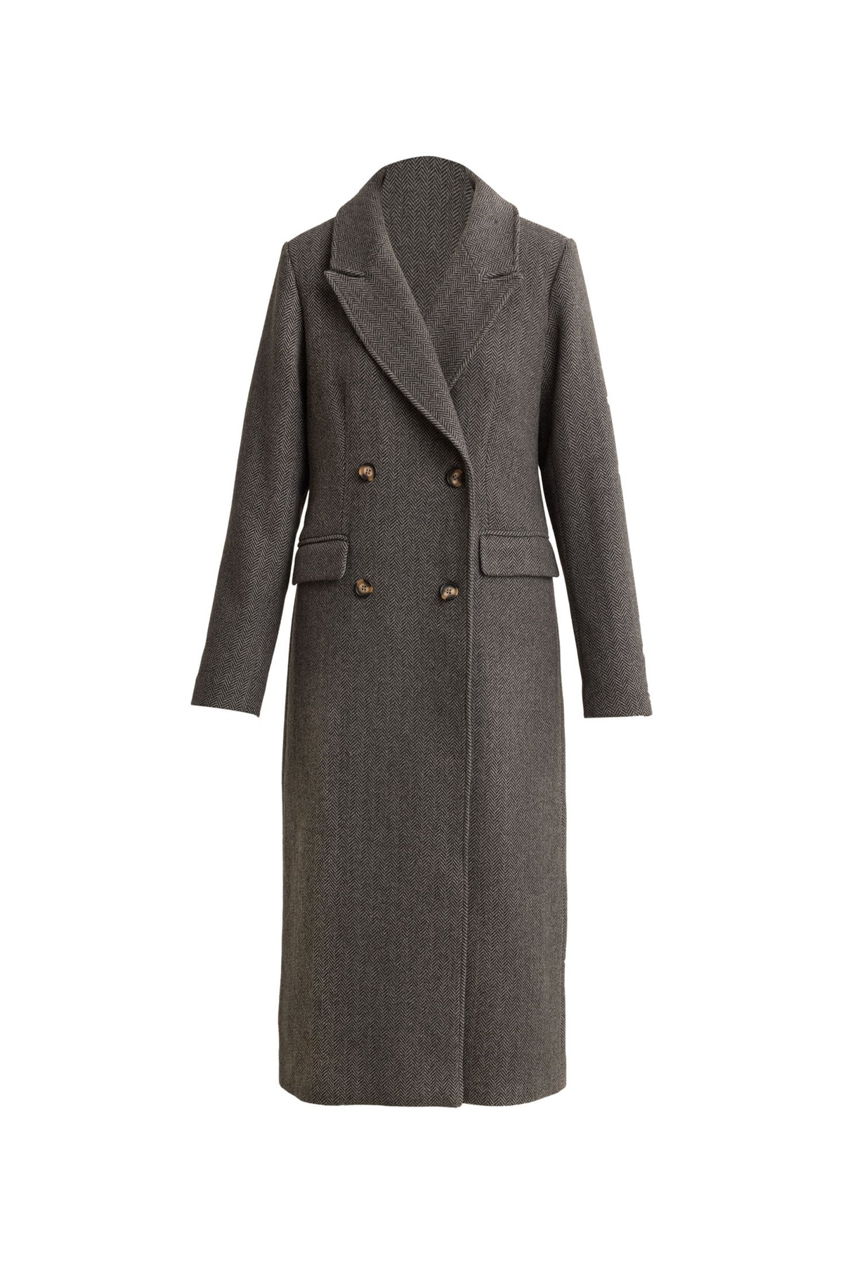 Alessandra Coat - Grey Herringbone