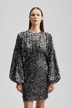 Alexandra Baloon Sleeve Sequin Mini Dress - Smoke
