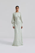 Alize Long Sleeved Satin Maxi Dress - Ditsy
