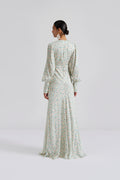 Alize Long Sleeved Satin Maxi Dress - Ditsy