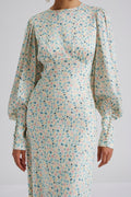 Alize Long Sleeved Satin Maxi Dress - Ditsy