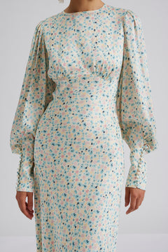 Alize Long Sleeved Satin Maxi Dress - Ditsy