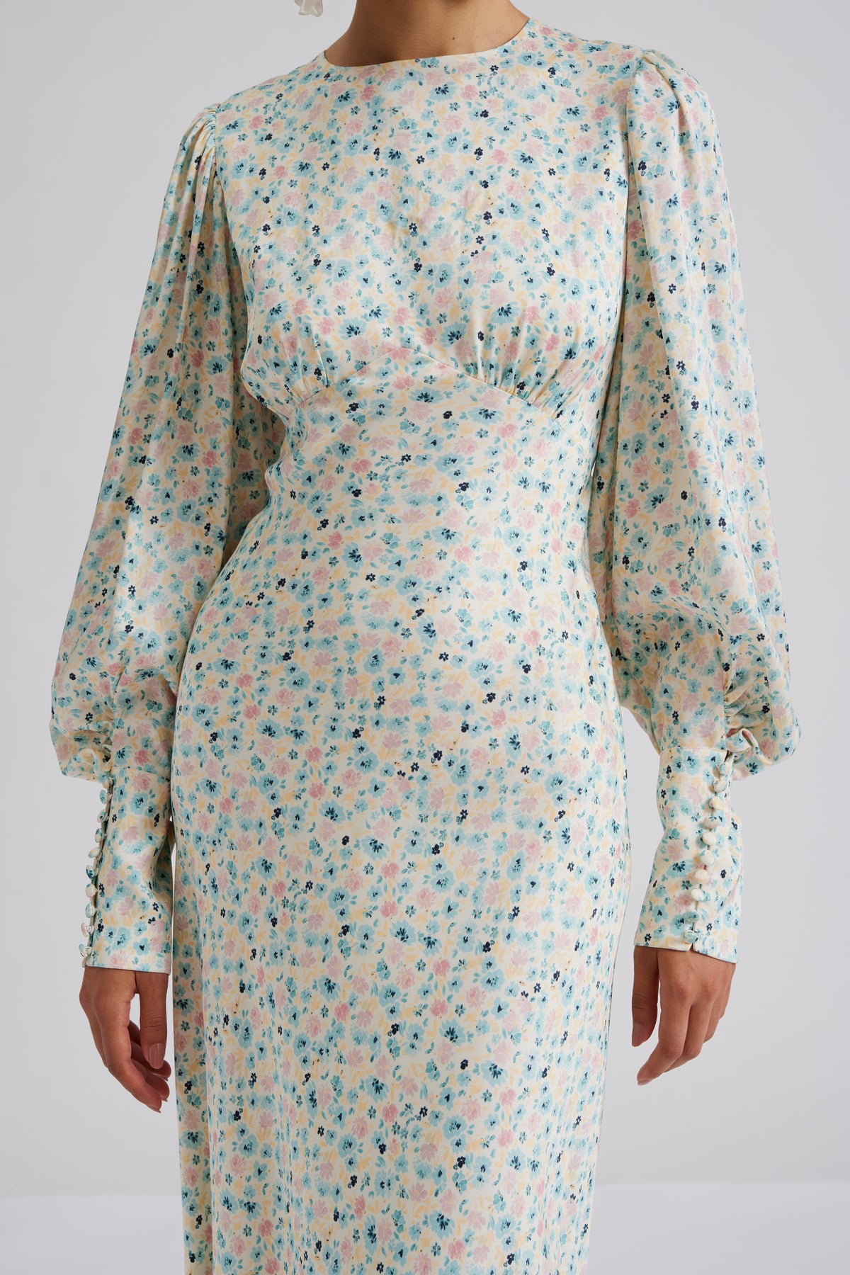 Alize Long Sleeved Satin Maxi Dress - Ditsy