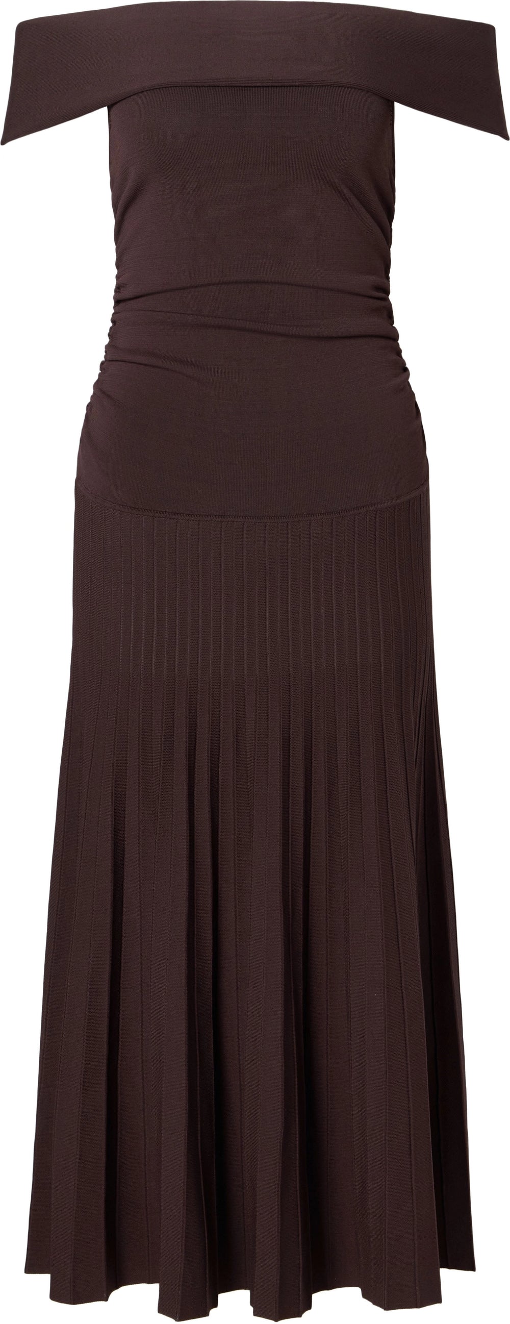 Althena Off Shoulder Knitted Midi Dress - Chocolate